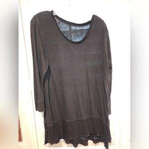 XL Black Tunic Top, Distressed